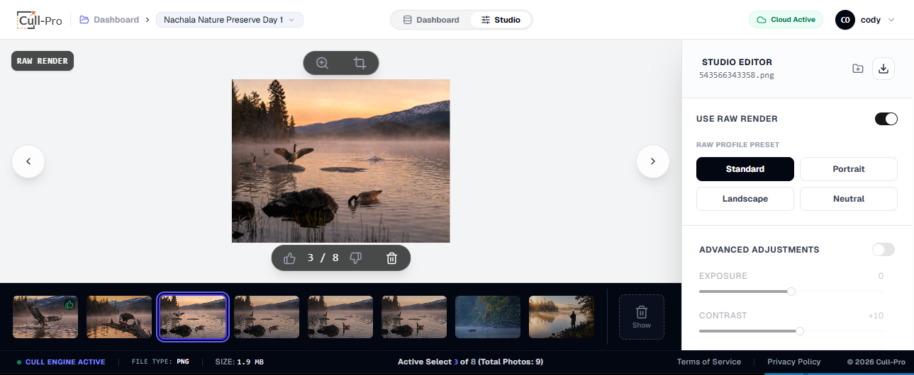 Cull Pro Interface Screenshot